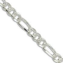 925 Sterling Silver Solid Polished 5.5mm Pave Flat Figaro Chain Necklace 16 Inch Lobster Claw Chain-Necklace for Women a
