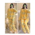 thumbnail image 4 of Conjuntos de Pijamas de franela para mujer, ropa de dormir de manga larga con dibujos animados Kawaii, cálida, gruesa, de terciopelo Coral, para el hogar, novedad de 2023, 4 of 4