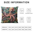 thumbnail image 5 of ONETECH Pillow Covers Octopus with Corals in Green  Square Decorative Throw Pillow Covers Nautical Coastal Beach House Sea Life Bed Pillow Covers for Sofa Couch, 5 of 5