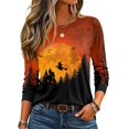 thumbnail image 2 of Halloween Crewneck Sweatshirt for Women 2026 Long Sleeve Funny Graphic T-Shirt Casual Tunic Tops Adult, 2 of 6