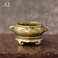 thumbnail image 2 of Brass Pocket Lotus Jiuding Incense Burner Hollow Incense Mini Incense Burner, 2 of 6