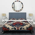 thumbnail image 3 of Designart "Turkish Tiles with Red and Blue Florals II" Abstract Floral Bedding Covert Set - Floral Blue Traditional Bed Set With 2 Shams, 3 of 5