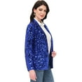 thumbnail image 3 of Women's Loose Sparkle Sequin Jacket Long Sleeve Casual Blazer Open Front Cardigan Coat, Royal Blue, Large, 3 of 6