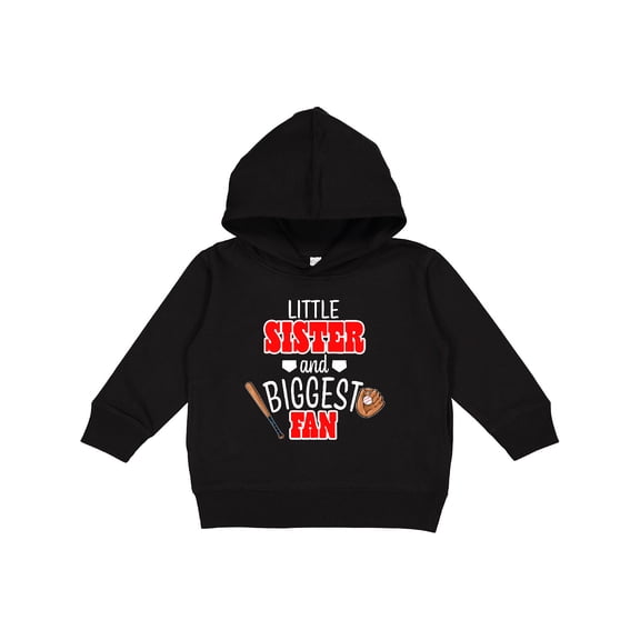 Inktastic Little Sister and Biggest Fan Baseball Glove and Bat Toddler Hoodie