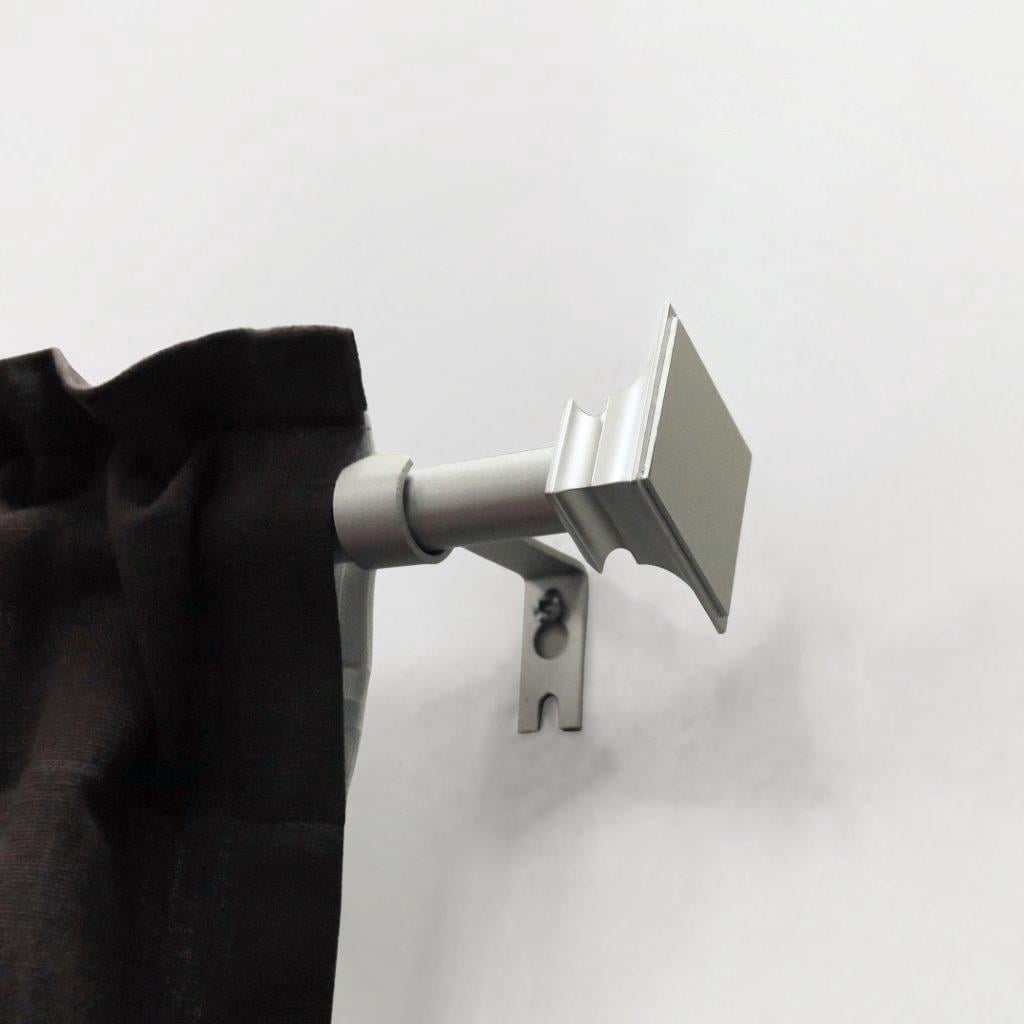 Lumi 5/8" Silver Flat Square Adjustable Single Curtain Rod 48" - 84"