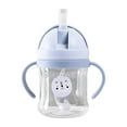 thumbnail image 1 of Vaso con pajita y peso de 250 ml, diseño de animales, a prueba de fugas, con asa para niños, color azul, 1 of 12