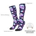 thumbnail image 4 of Xecao crystal Skull flower cool print thigh-high socks, crafted for both men and women with a stretchy, high-opaque design perfect for daily wear, 4 of 6