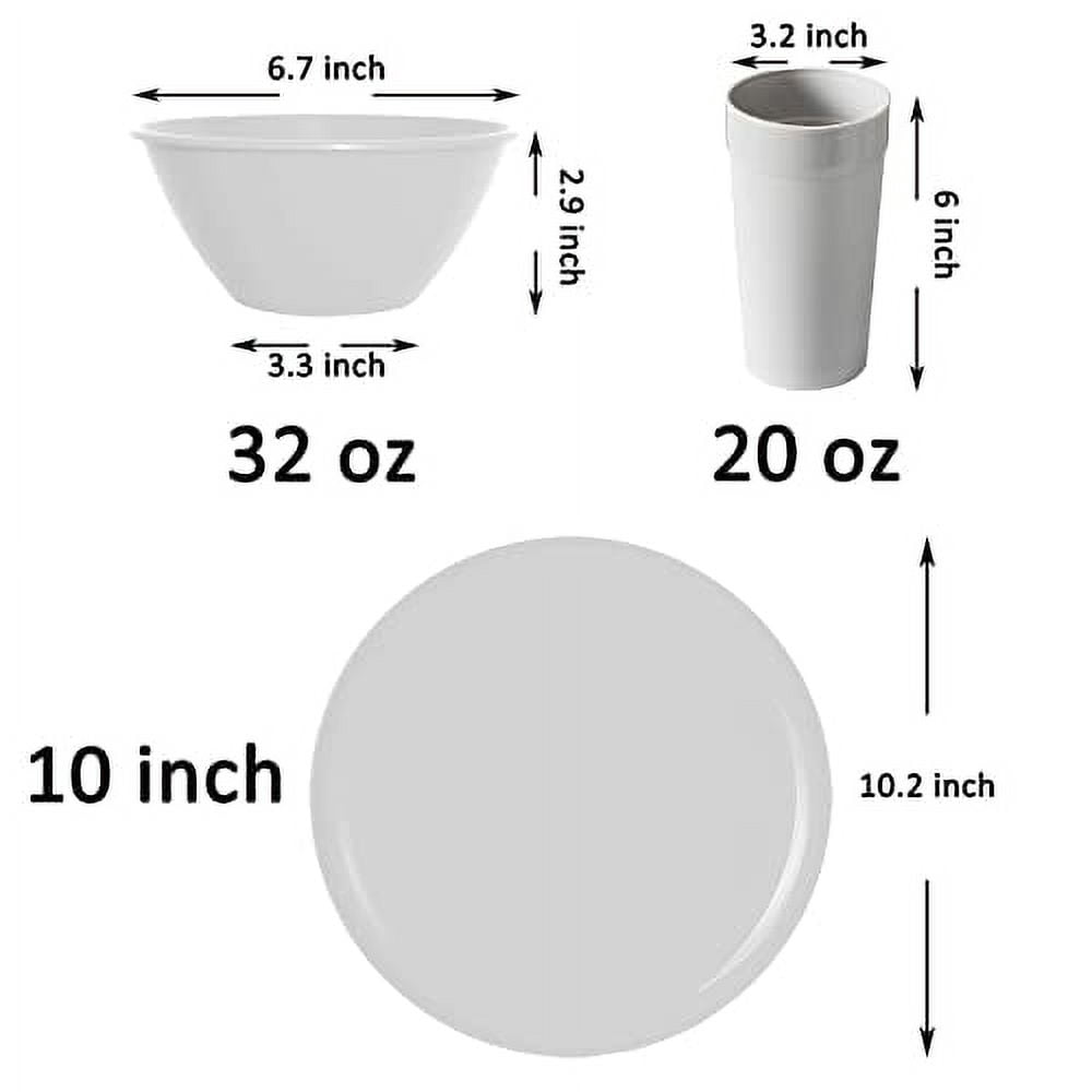 Youngever 18-Piece Plastic Kitchen Dinnerware Set, Plates, Dishes, Bowls, Cups,