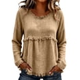 thumbnail image 2 of Harpily Long Sleeve Shirts for Women Crew Neck Loose Fit Tops with Tassel Fringe Womens Blouses for Daily Leisure Vacation Outfits, 2 of 3