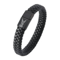 Religious Christ Jesus Faith Symbolic Leather Bracelet with Magnet Clasp, Inspiring Saints Michael Catholic Lord Amulet Jewelry for Church Baptism Christening, 7.28 Inch