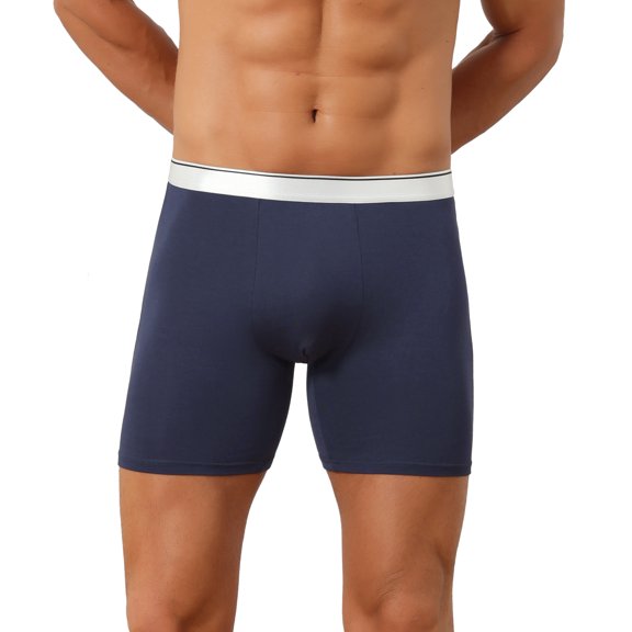 DARING DIVA Men's Stretch Waistband Boxer Brief Comfortable Solid Underwear 30 Dark Blue