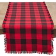 thumbnail image 2 of Saro Lifestyle Chemin de Table Rectangulaire en Coton à Carreaux Buffalo 16 x 72 Po, Rouge, Design à Franges, 2 of 4