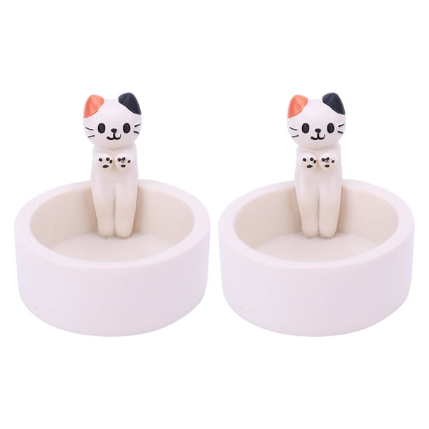 Candelabro de gatito, candelabro de resina, regalo para amantes de los gatos (colorido), 2 uds.