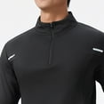 thumbnail image 6 of WRKEKC Mens Thermal Long Sleeve Shirt Warm Fleece Lined Solid Color Stand Collar Half Zip Fitness Casual Athletic Top Fall Workouts, 6 of 9