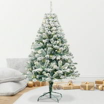 Flocked Christmas Tree,Artificial Holiday Christmas Tree For Home Office And Xmas Party Decoration,Prelit Artificial Pine Tree With Sturdy Stand And Lush Branch Tips For Indoor Holiday Home Display