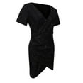 thumbnail image 4 of IROINNID Cocktail Dress for Women Homecoming Party Holiday V-neck Short Sleeve Sparkly Sequin Slim Elegant Party Sheath Dress Cocktail Dress,Black, 4 of 7