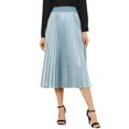 thumbnail image 1 of Allegra K Falda Midi Plisada De Acordeón Metálico De Fiesta De Cintura Elástica De Traje Navide?o Para Mujer Azul claro L, 1 of 6