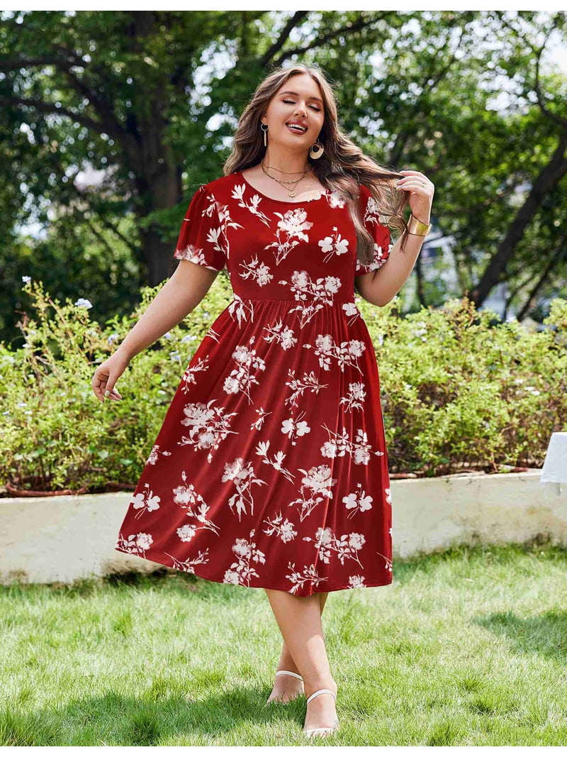 Zeagoo Women Plus Size Short Sleeve Dress Loose Summer Casual A-Line Flowy Midi Dresses with Pockets Zeagoo Women Plus Size Short Sleeve Dress Loose Summer Casual A-Line Flowy Midi Dresses with Pockets