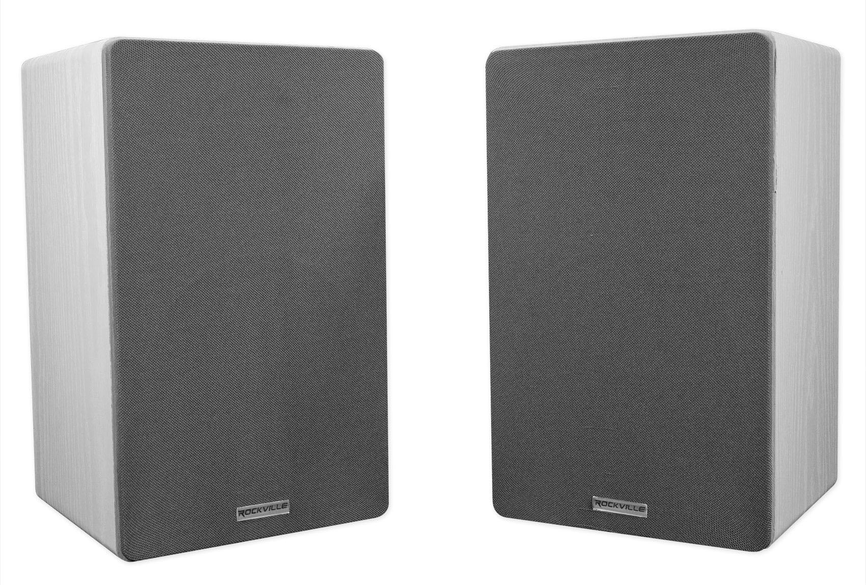 Pair Rockville RockShelf 68W White 6.5" Home Bookshelf Speakers + 28" Stands