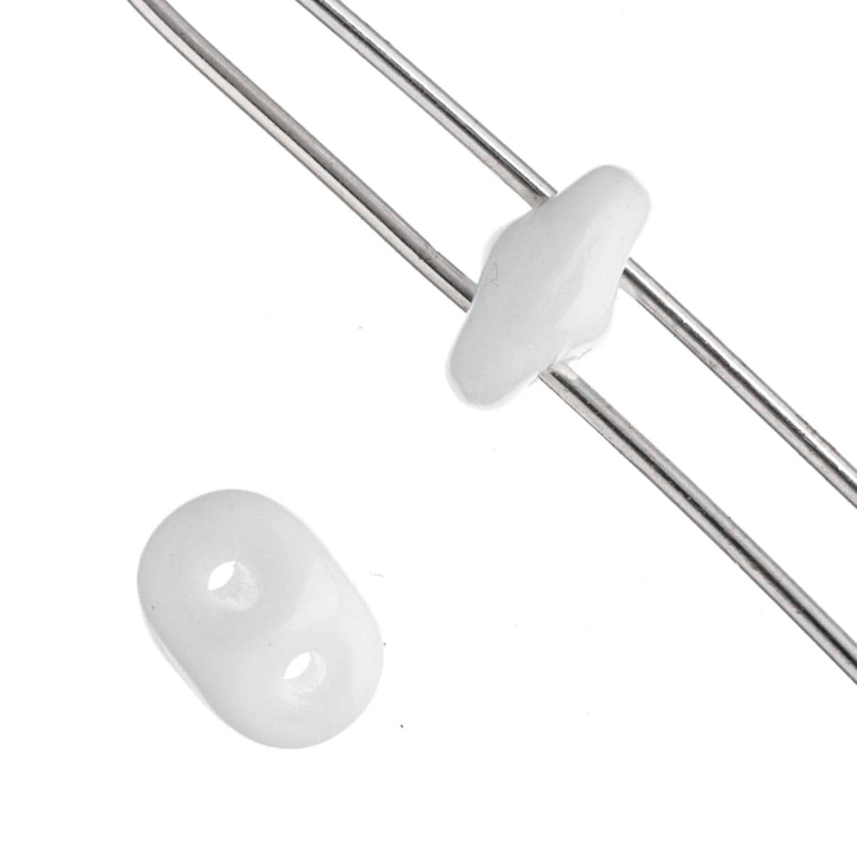 John Bead White Superduo Czech Glass Oval Beads, 18mm, 12 Pack