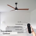 thumbnail image 3 of Matthews Fan Company AKLK-BK-WN-72 Alessandra 72” Matte Black Ceiling Fan with 3 Walnut Blades, Integrated LED Light Kit, Remote Control, Indoor/Outdoor Wet Rated, 3 of 6
