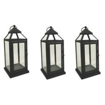 Elements Set of 3 12-inch Black Metal Decorative Lanterns