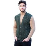 SAOL Men's 100% Merino Wool Sweater Vest Aran Irish V-Neck, 47% OFF