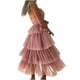 thumbnail image 4 of Vestido de tul para mujer Vestido sin mangas Malla sólida Princesa Vestido de fiesta largo sin escalones Pompotops  ghjkhdj5615, 4 of 9