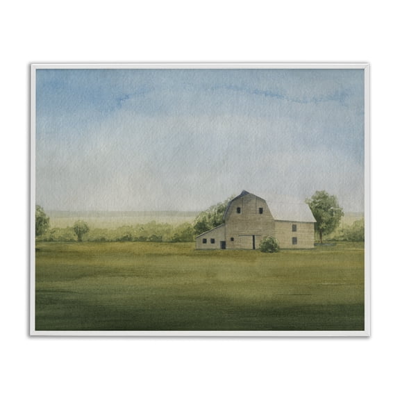 Stupell Industries Rustic Lodge Countryside Grassland Barn White Framed Giclee Art, 20 x 16, by Grace Popp