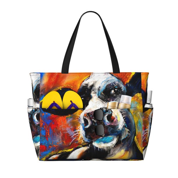 Disketp Cow Bolsa de Playa de Gran Capacidad, Bolso Impermeable y a Prueba de Arena para Mujer, Ideal para Playa, Piscina y Natación
