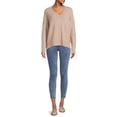 thumbnail image 2 of Dreamers by Debut Women’s Oversized V-Neck Sweater with Long Sleeves, Midweight, Sizes XS-XL, 2 of 5