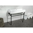 thumbnail image 2 of Kingston Brass VPB3917H0ST New Haven 39" Porcelain Console Sink with Stainless Steel Legs, White/Matte Black, 2 of 8