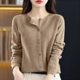 thumbnail image 2 of Dpytoraw Osmanthus Needle Knitted Cardigan For Women In Autumn And Winter New Korean Round Neck Outerwear Base Sweater Solid Color Loose Jacket Sweater Women's Pullover Sweater, 2 of 5