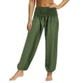 thumbnail image 4 of Itsame Comfortable Loose Pants for Womens Comfortable Solid Color Bound Feet Relaxed High Waisted Wide Leg Sweatpants Army Green Size L, 4 of 8