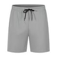 thumbnail image 2 of WTOBBY Men's Mid Rise Quick-Dry Mesh Bermuda Shorts with Drawstring Waist, Breathable Athletic for Running Sports,Light Gray M, 2 of 3