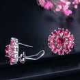 thumbnail image 5 of Cubic Zircon Blue Big Flower Pendent Earring Necklace Ring Set for Party Costume, 5 of 9