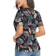 thumbnail image 2 of Goofa Colorful Tropical Leaves Pattern Women's Slim-Fit Short-Sleeve V-Neck T-Shirt,Classic-Fit Short-Sleeve V-Neck T-Shirt-Large, 2 of 5