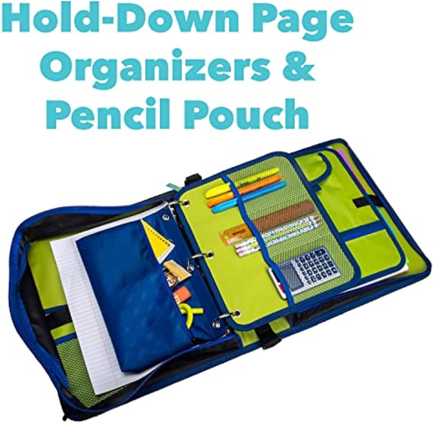 Case-it The Dual 2-in-1 Zipper Binder - Two 1.5 Inch D-Rings - Includes Pencil Pouch - Multiple Pockets - 600 Sheet Capacity - Comes with Shoulder Strap - Monster Design Dual-101-ME