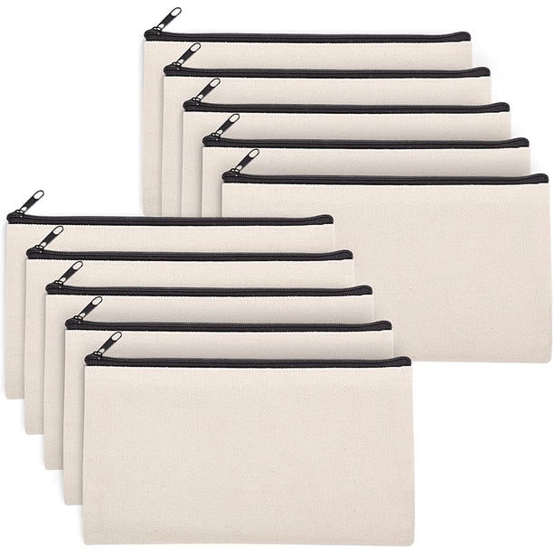 10 bolsas de lona para manualidades, estuches para lápices, bolsas de maquillaje en blanco para sublimación, bolsas de transferencia térmica