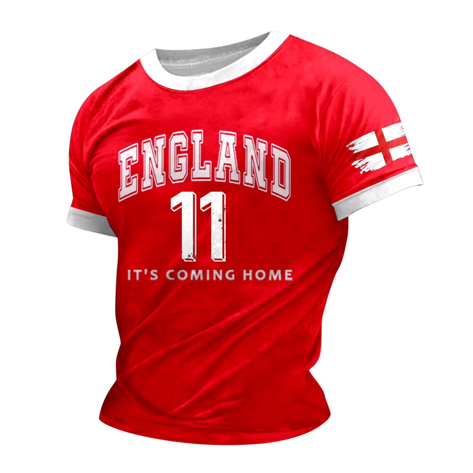 VBARHMQRT T-Shirt Rouge T-Shirt pour Homme T-Shirt Imprimé Thème Angleterre T-Shirt Décontracté Col Rond T-Shirt à Manches Courtes T-Shirt Blanc