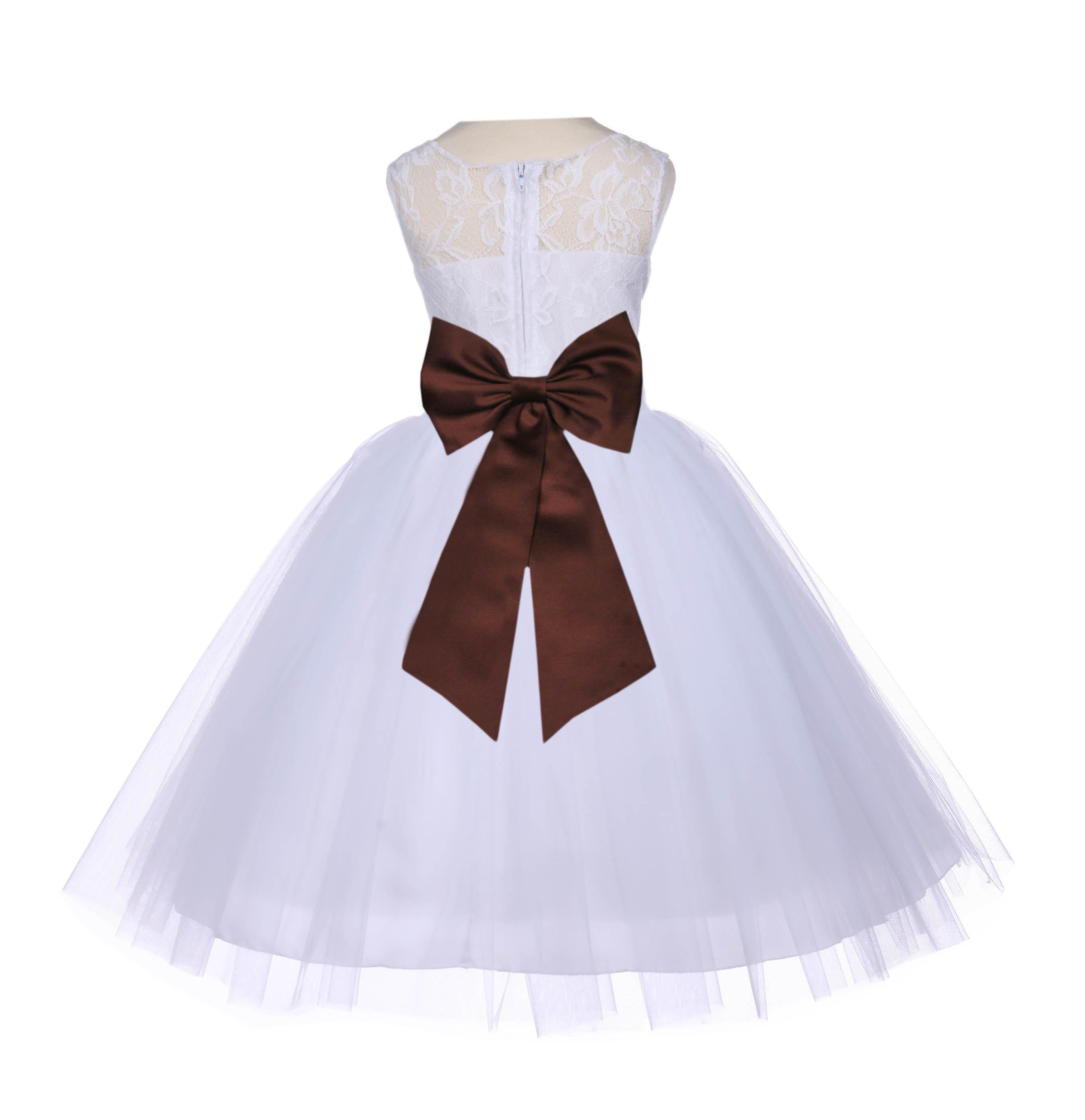 ekidsbridal Scalloped Lace Back Junior Flower Girl Dress Christening Easter Holiday 207R