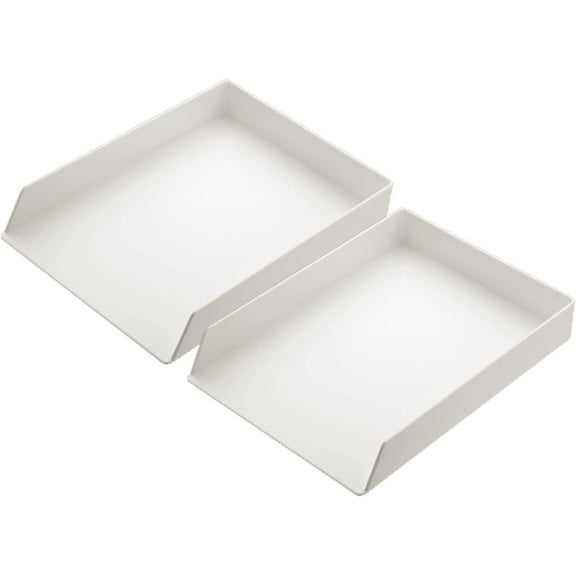 Mr. Pen- Letter Tray Desk Organizer, Plastic, 2 Pack, White File Organizer for Desk