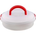 thumbnail image 3 of 10 Inch Portable Pie Carrier with Lid and Tray 3-In-1 Round Cupcake Container Egg Holder Muffin Tart Cookie Keeper Food(Red), 3 of 4