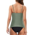 thumbnail image 2 of KaLI_store Tummy Control Swimsuits for Women Scoop Neck Swimsuits Crossover Cheeky High Cut Bikini Ribbed Sporty Bikini Sets for Women Army Green,XXL, 2 of 5