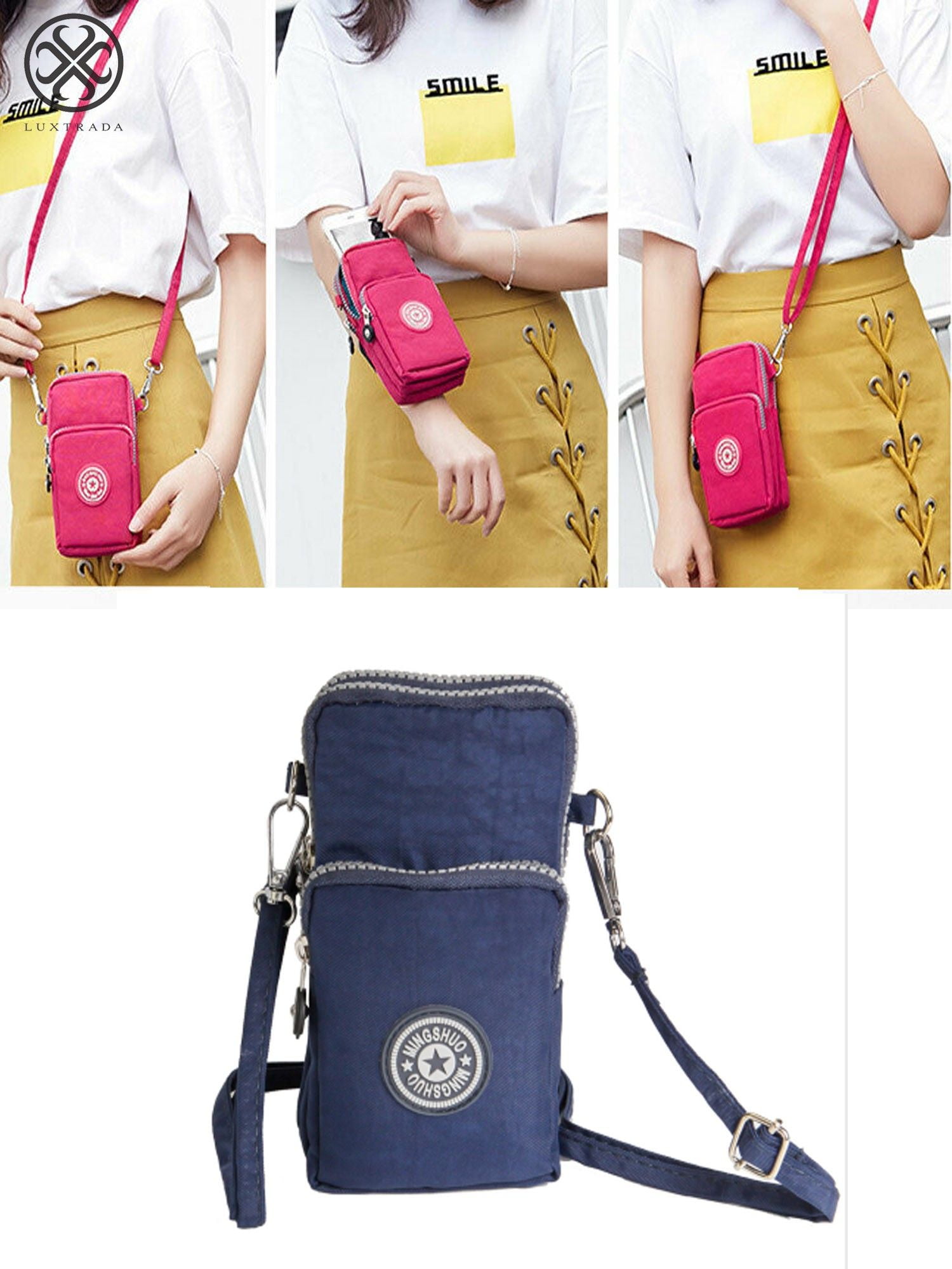 Luxtrada - Luxtrada Waterproof Nylon Crossbody Cell Phone Purse Smartphone Wallet Bag for Women ...