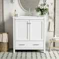 thumbnail image 2 of MODERNLUXE Meuble-Lavabo de Salle de Bain 30 Pouces avec Évier Simple, Armoire de Rangement de Salle de Bain avec 2 Portes, 1 Tiroir, Armoire de Lavabo sous-Montable et Rangement Multifonctionnel, Blanc, 2 of 8