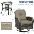 thumbnail image 4 of Outdoor Swivel Rocker Patio Chairs Set of 2, 3-Piece 360-Degree Wicker Patio Bistro Set Chairs with Cushions, Glass Tablefor Garden, Patio, Brown., 4 of 7