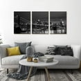 thumbnail image 2 of New York Brooklyn Bridge Canvas Wall Art 3 Panels Night View Modern Landscape Artwork Cityscape Pictures Prints on Canvas Wall Decor for Home & Office Decoration - 12 x 16 inch x 3, 2 of 6