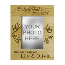 Engraved Wood Personalized Picture Frame With Names, Best Dad In The World - Fathers Day Gift - 4 x 6 Inches Horizontal