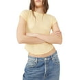 thumbnail image 1 of EYIIYE Hauts Basiques Unis pour Femmes, Blouses Ajustées à Col Rond, T-shirt à Manches Courtes, Ourlet Roulé, Hauts Courts pour Adolescentes pour l'Été, 1 of 6